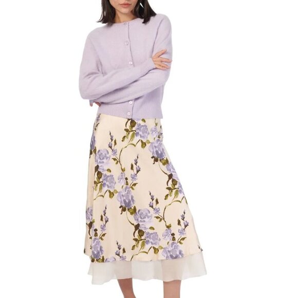 Cami NYC Dresses & Skirts - NWT Cami NYC Genoa Silk Charmeuse Midi Skirt Moonflower Floral XS